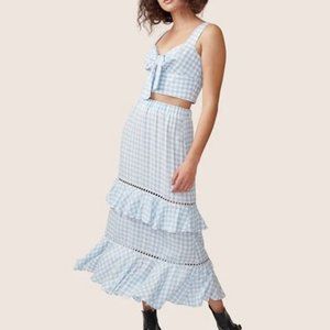 Allen Schwartz Blue Gingham Joselyn Crop Top Size 4